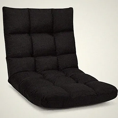 Adjustable Floor Gaming Sofa Chair 14-Position Cushioned Folding Lazy Black