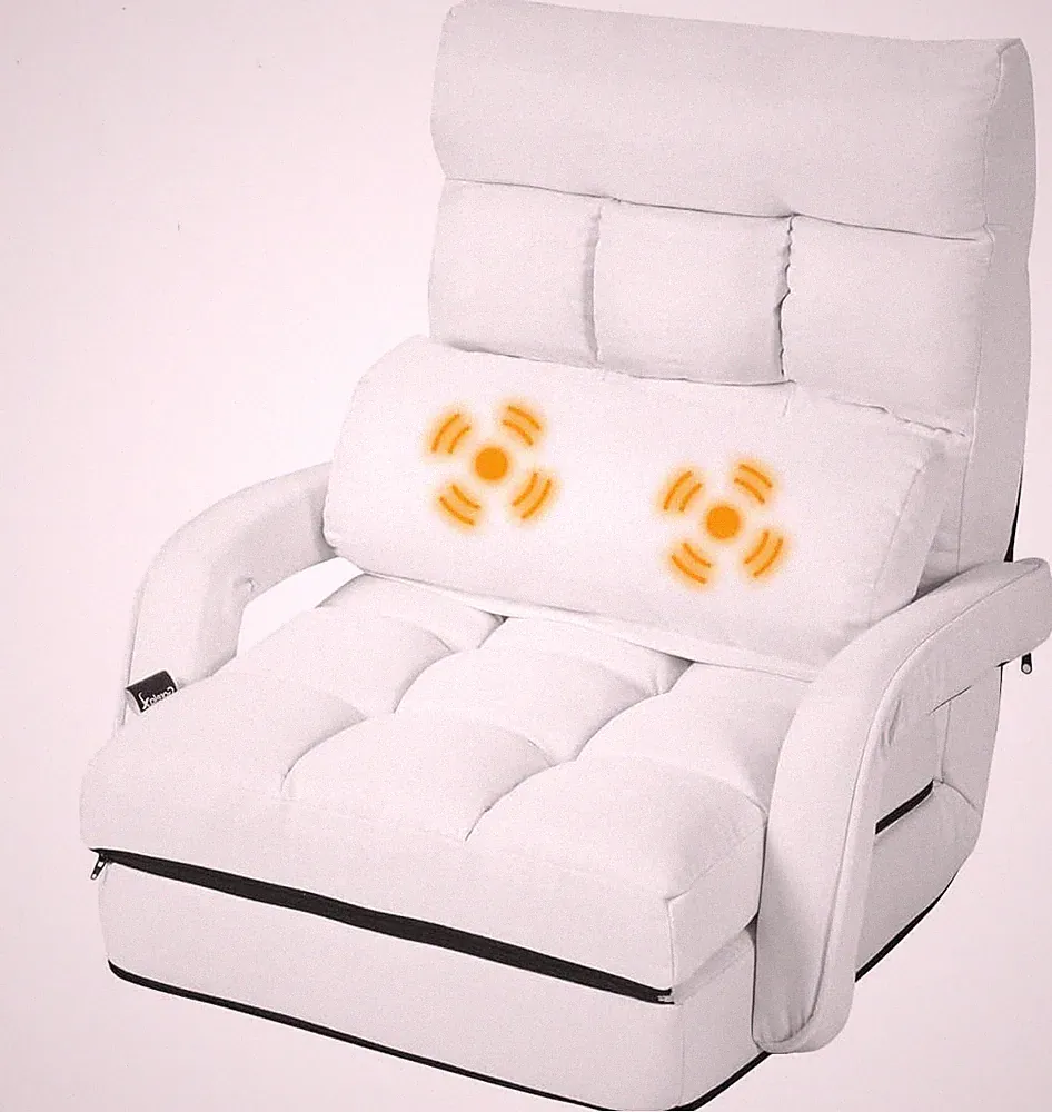 Adjustable Foldable Massage Sofa Chair with 5-Position Backrest - White