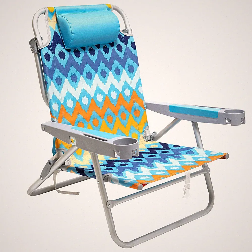 Best SUNNYFEEL Extra Wide 28" Low Beach Chair 5 Position Lay Flat, XL Oversized