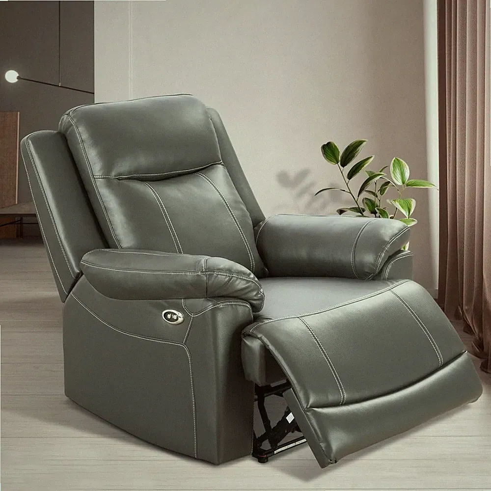 Comfy Electric Recliner Chair with USB Ports & LED Lights - Dark Grey