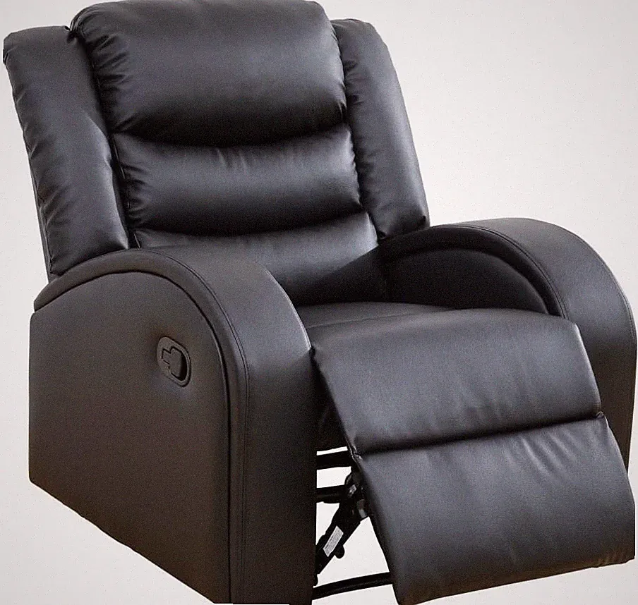 Comfy Oversized Faux Leather Recliner Chair for Living Room & Office, Black