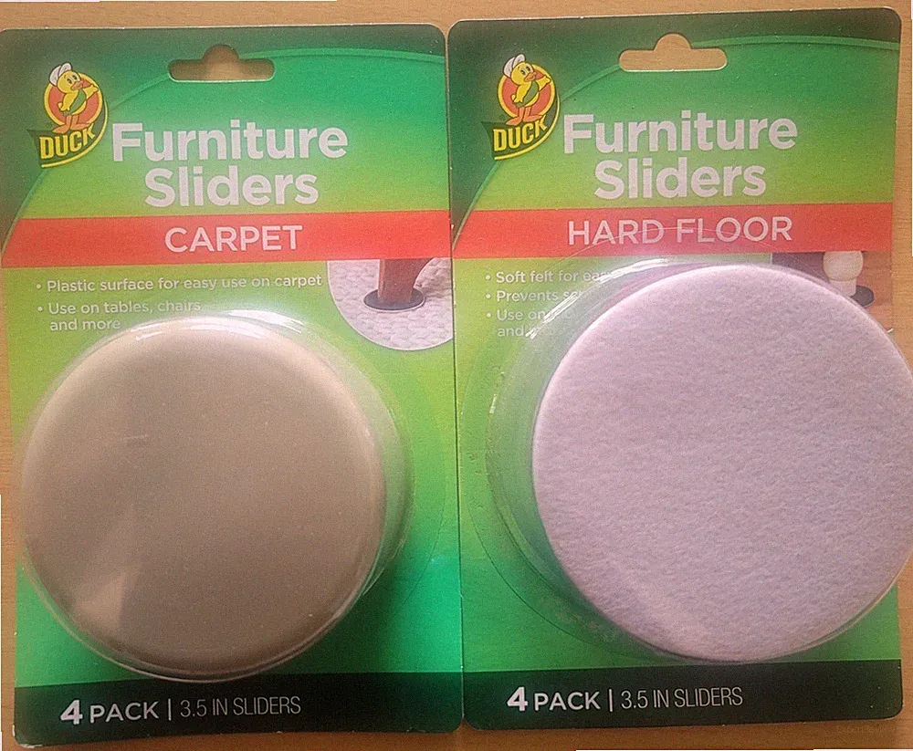 Furniture Sliders Carpet & Hard Wood Floor DUCK 4pk 3.5" Diameter NEW SEALED lot