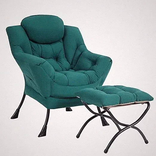 Lazy Chair with Ottoman, Modern Accent Chair Contemporary Lounge Dark Green