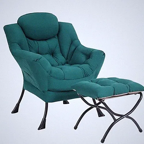 Lazy Chair with Ottoman, Modern Accent Chair Contemporary Sofa Chair Dark Green