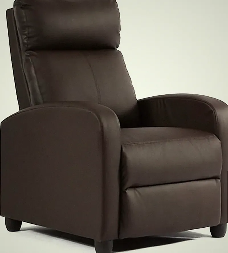 Modern Wingback Recliner Chair with Lumbar Support - PU Brown
