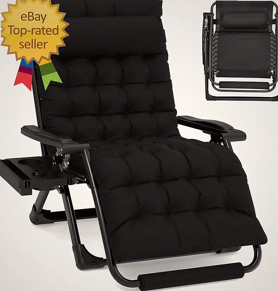 Oversized Zero Gravity Chairs XXL 33In Padded Zero Gravity Lounge Chair Lawn Rec